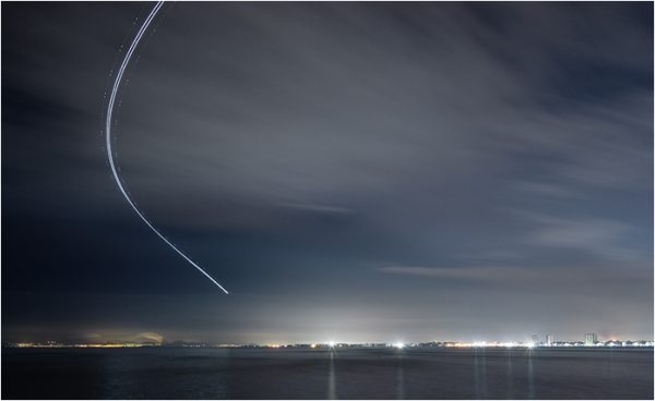 Despegue en la noche en el aeropuerto de San Javier. Mar Menor.